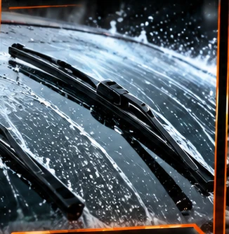 Windshield wiper blades in rain